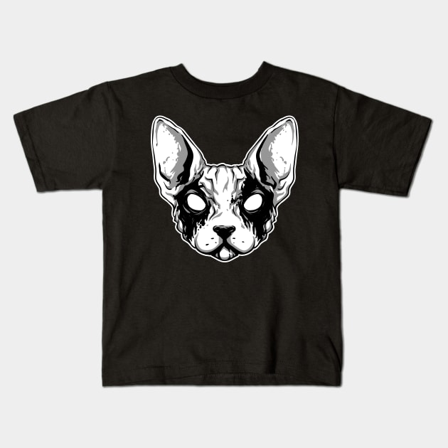 Black metal cat Kids T-Shirt by bakmed